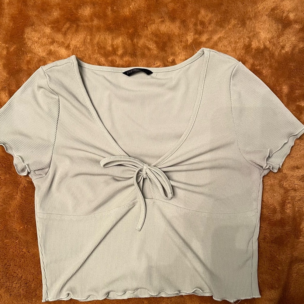 SHEIN Women's Light Green Tie-Front Top